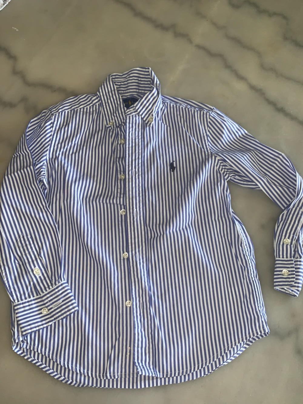 Ralph Lauren Blue and White Vertical Stripe Button-Down Shirt